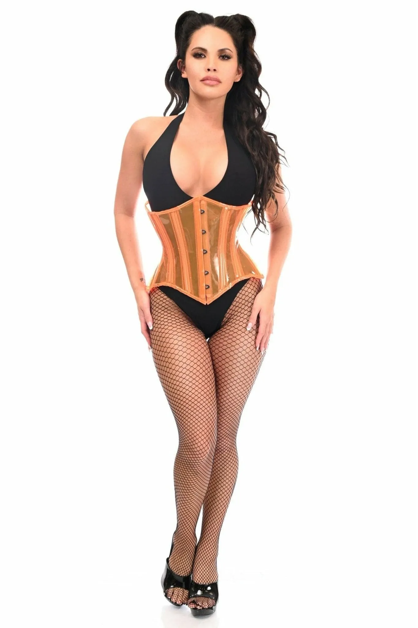 Sexy Orange Clear Curvy Underbust Waist Cincher Corset