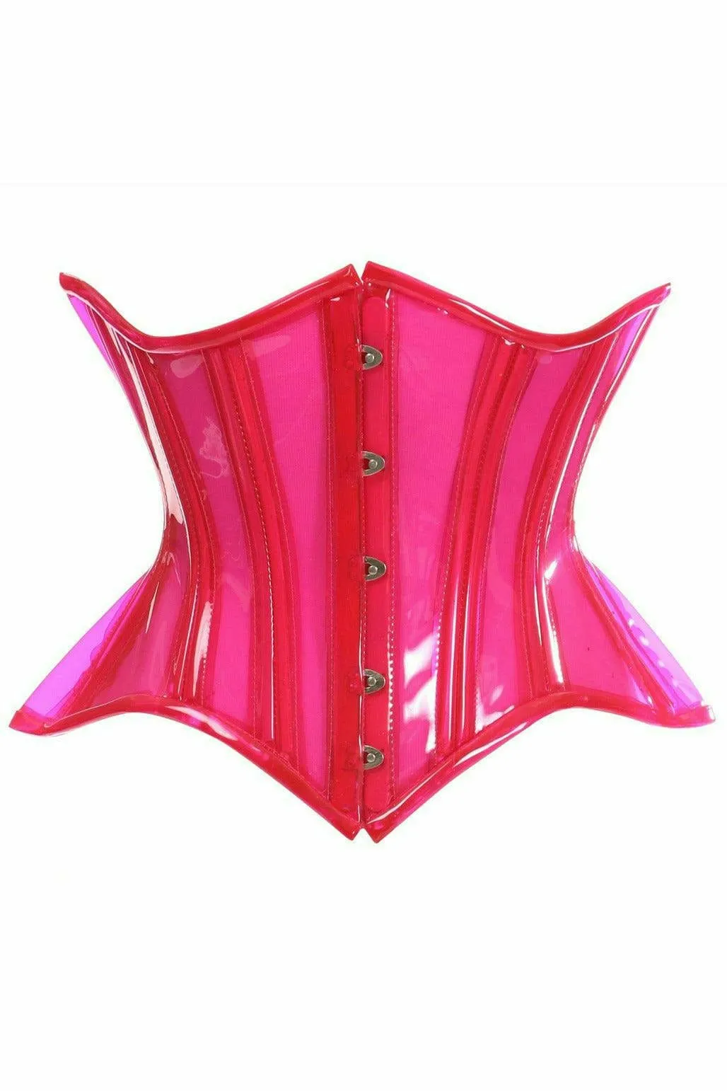 Sexy Pink Clear Curvy Underbust Waist Cincher Corset