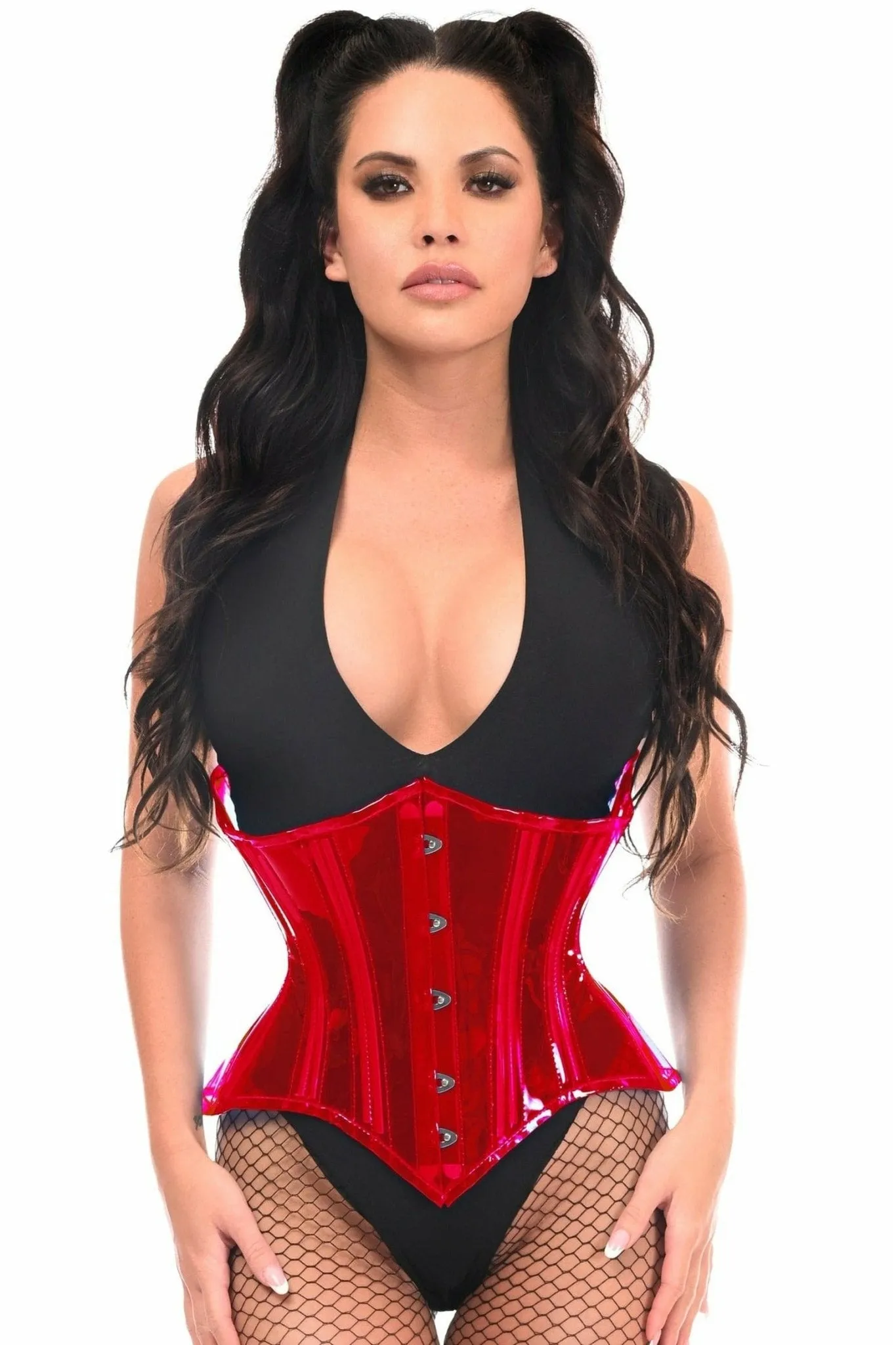 Sexy Red Clear Curvy Underbust Waist Cincher Corset
