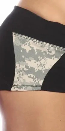 Sexy Unbroken Honor Military Universal Green Scrunch Back Work Out Shorts - Black/Green