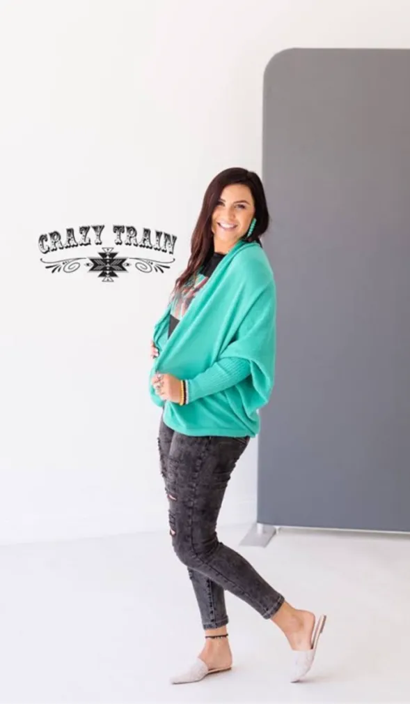 SHERIDAN CARDIGAN IN TURQUOISE
