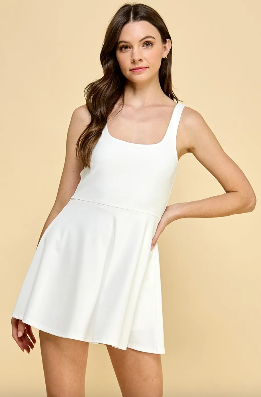 Sleeveless Athletic Dress-White