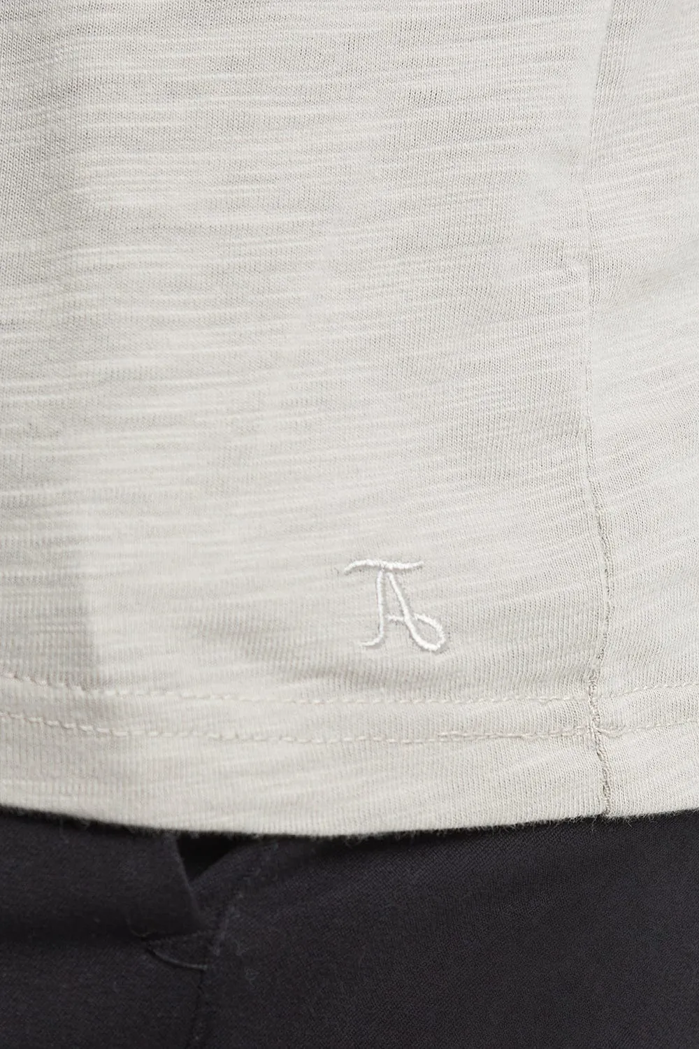 Slub Open Collar Polo Shirt In Pebble