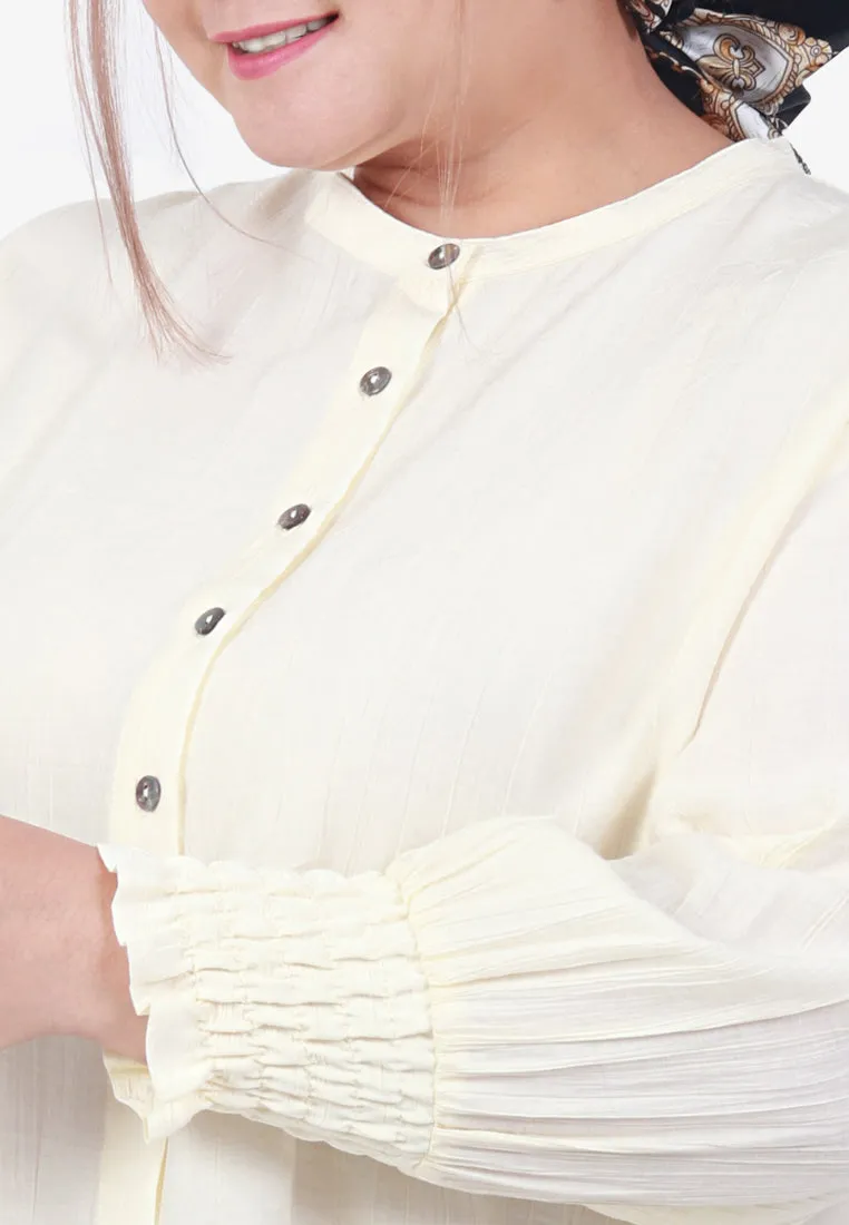 Smith Textured Puff Smock Sleeve Shirt - Black