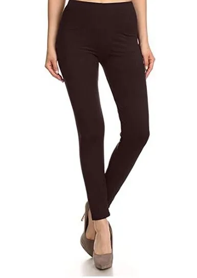 Solid Brown Curvy Plus Size Leggings