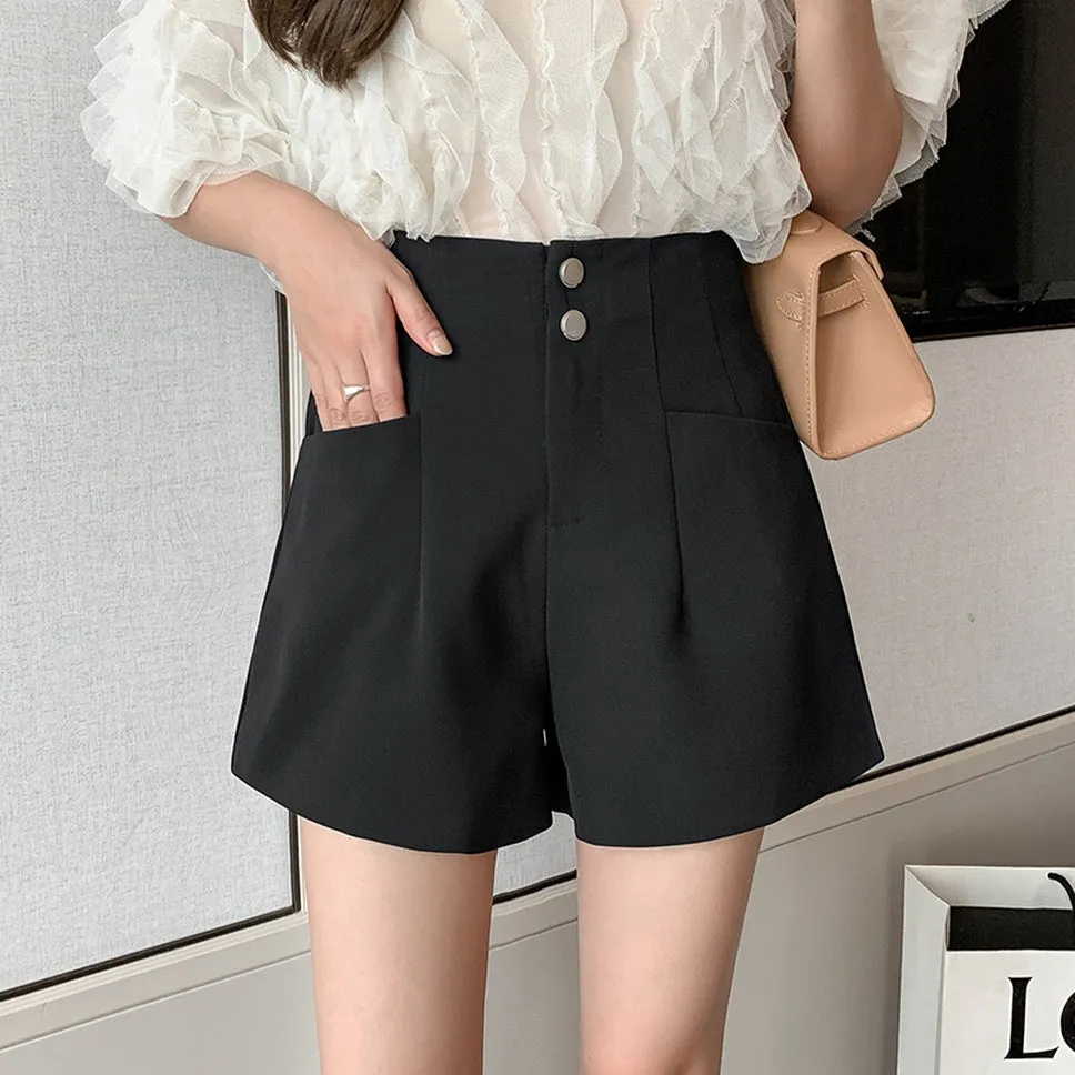 Solid Wide Leg Twill Shorts for Effortless Summer Style