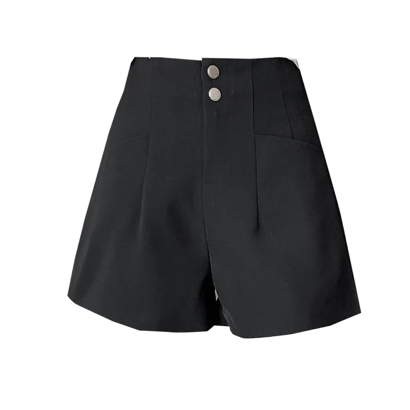 Solid Wide Leg Twill Shorts for Effortless Summer Style