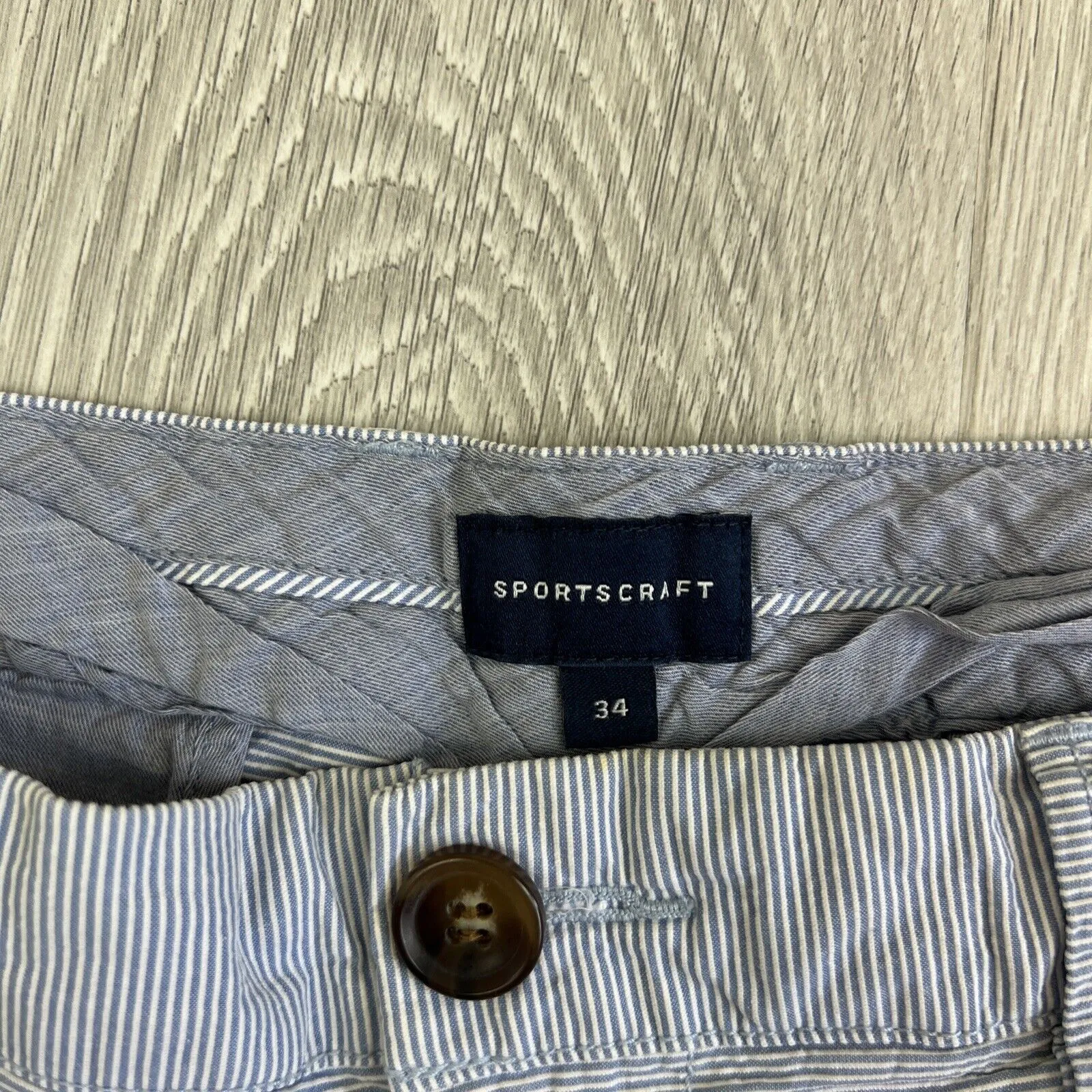 Sportscraft Mens Striped Chino Shorts Size 34