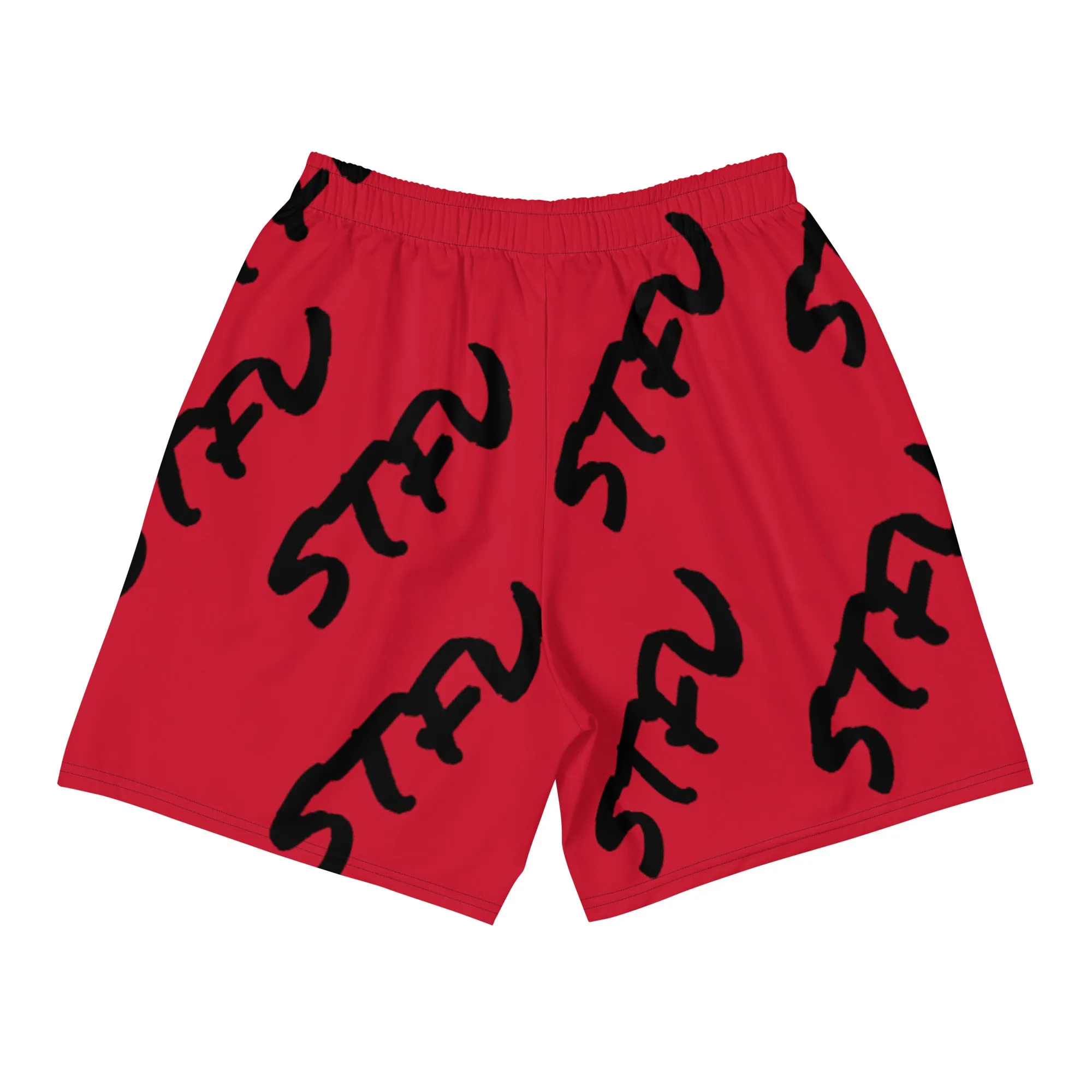STFU Black Logo Men's Athletic Long Shorts - Red