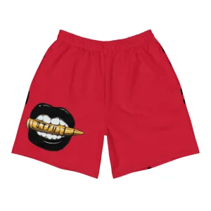 STFU Black Logo Men's Athletic Long Shorts - Red