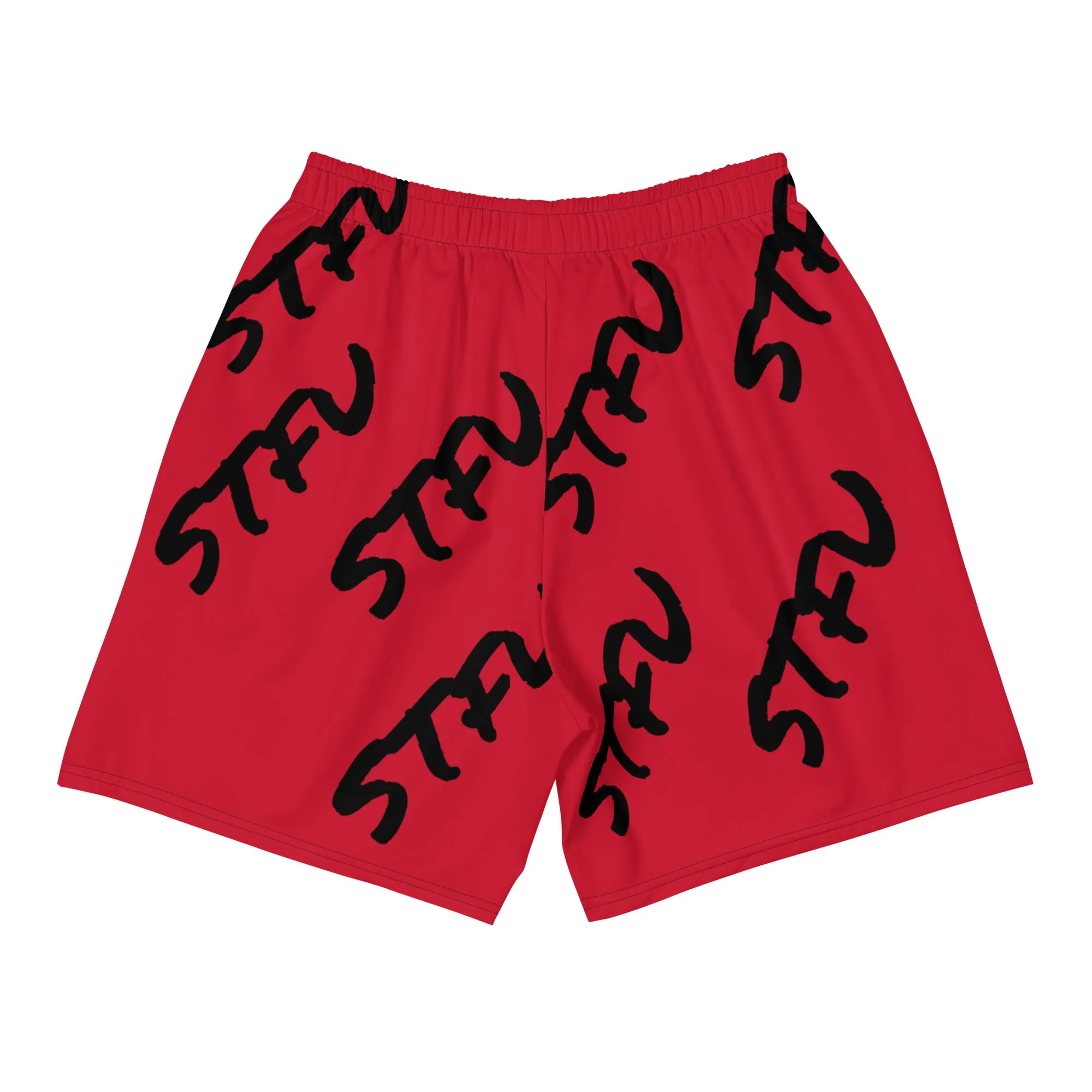 STFU Black Logo Men's Athletic Long Shorts - Red