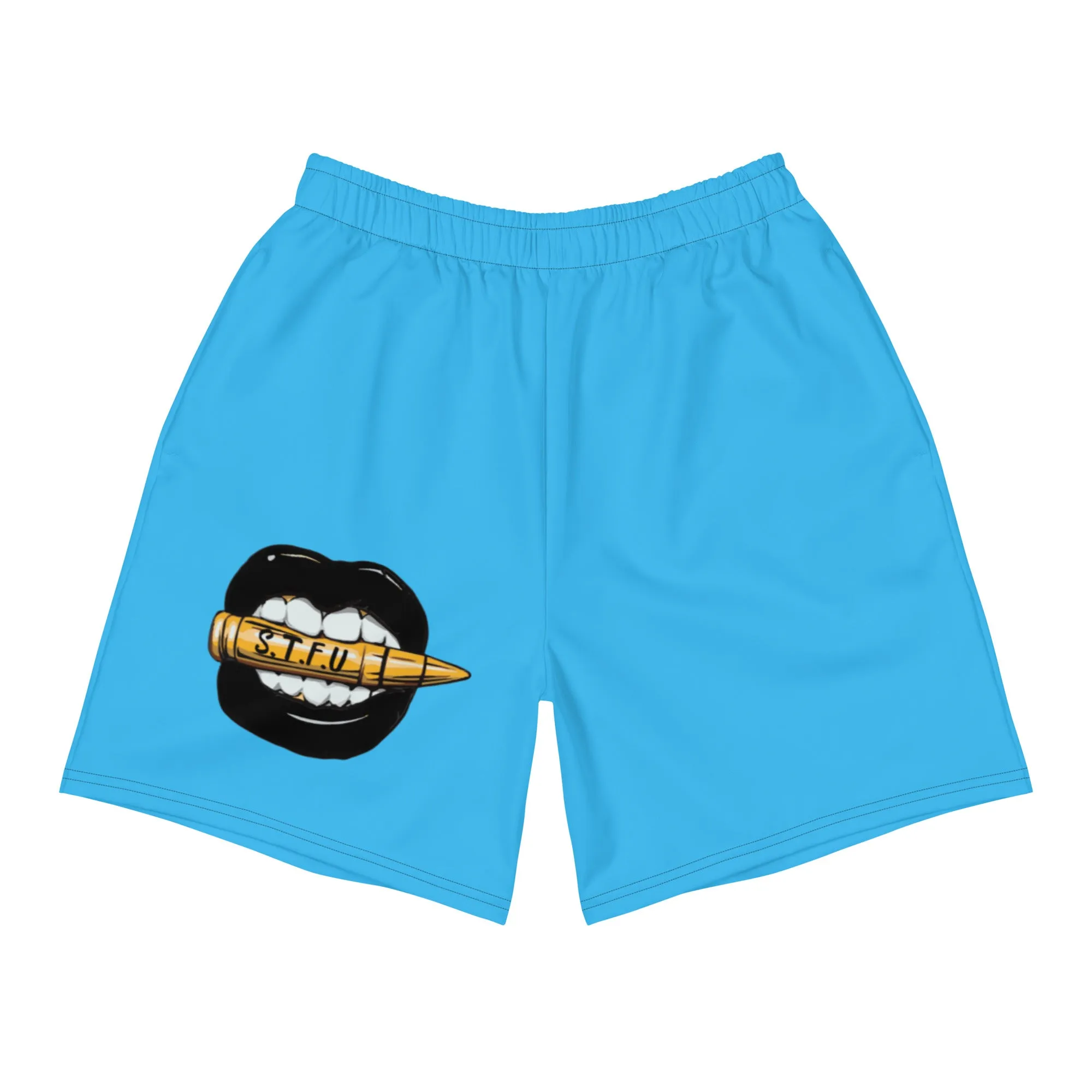 STFU Black Logo Men's Athletic Shorts - Blue