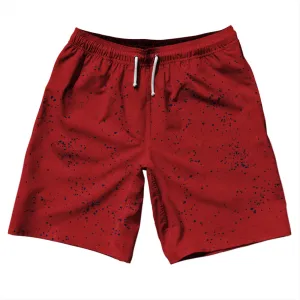 Super Fly Pattern Blue Navy and Red Dark 10" Swim Shorts Made in USA