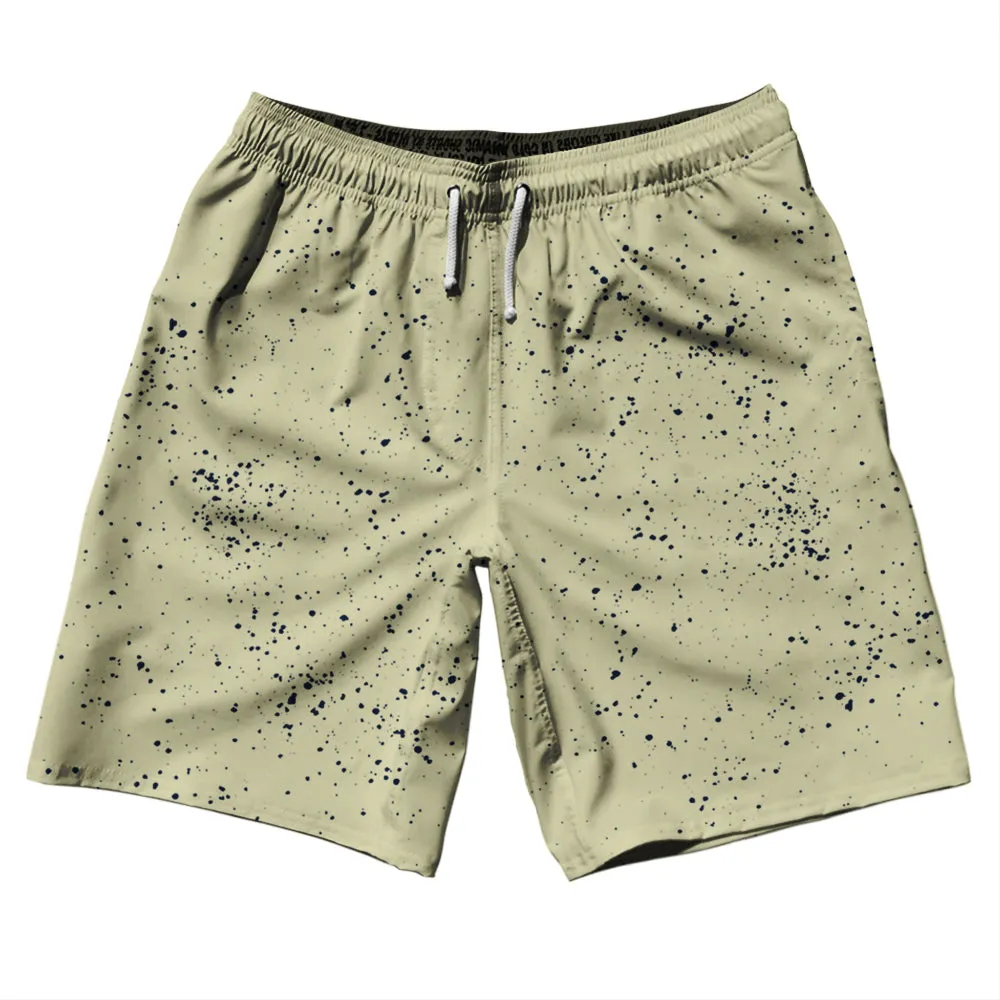 Super Fly Pattern Blue Navy and Vegas Gold 10" Swim Shorts Made in USA