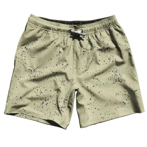 Super Fly Pattern Blue Navy and Vegas Gold Swim Shorts 7" Made in USA