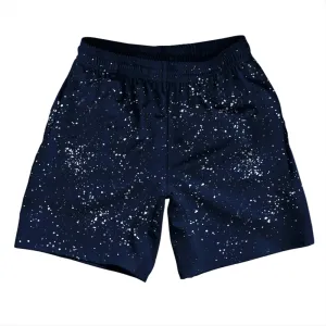 Super Fly Pattern Blue Navy and White Athletic Running Fitness Exercise Shorts 7" Inseam Shorts Made In USA