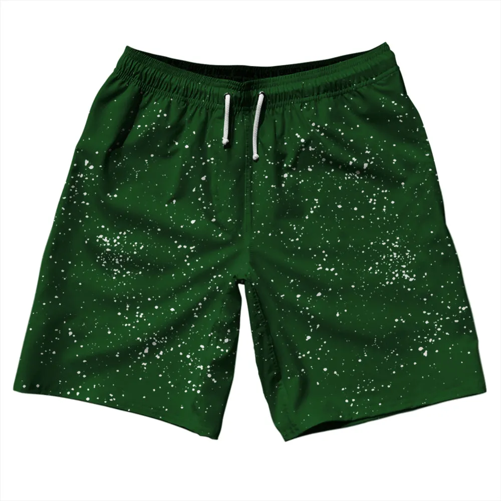 Super Fly Pattern Green Hunter and White 10" Swim Shorts Made in USA
