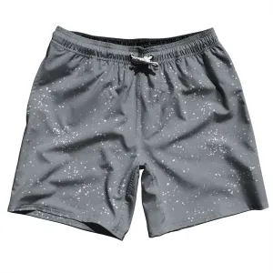 Super Fly Pattern Grey Dark and White Swim Shorts 7" Made in USA