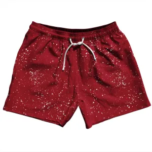 Super Fly Pattern Red Cardinal and White 5" Swim Shorts Made in USA