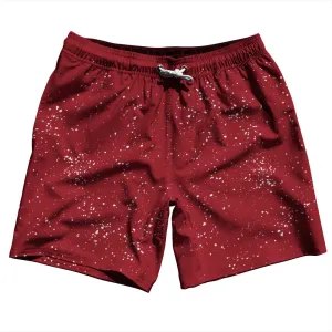 Super Fly Pattern Red Cardinal and White Swim Shorts 7" Made in USA