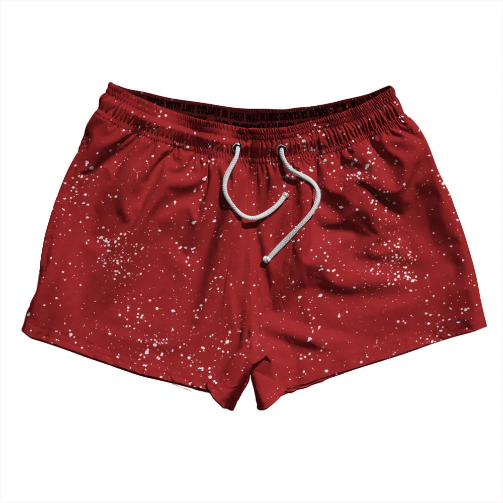 Super Fly Pattern Red Dark and White 2.5" Swim Shorts Made in USA