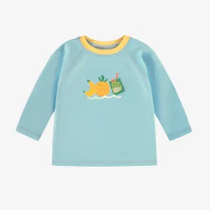 T-shirt de bain bleu avec illustration estivale, bébé || Blue bathing t-shirt with summer illustration, baby