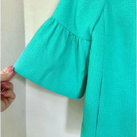 TALBOTS NWT 2P Petite Flare-Sleeve Tweed Jacket • Turquoise Green • Aquamarine