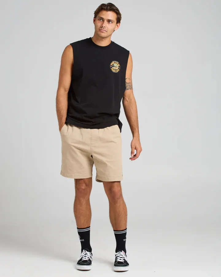 THE MAD HUEYS STRANDED 18" CHINO SHORT TAUPE