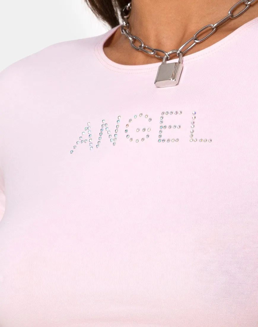 Tiney Tee in Pale Pink with Angel Diamante