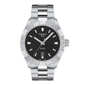 Tissot PR 100 Sport Mens Stainless Steel Black Dial Watch