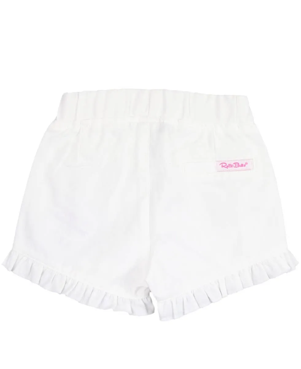 Toddler Girls White Ruffle Trim Woven Shorts