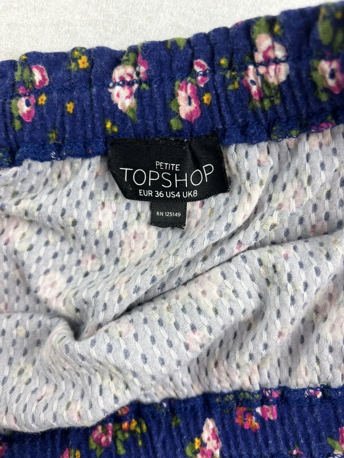 Topshop Petite Womens Blue Floral Crop Top Size UK 8