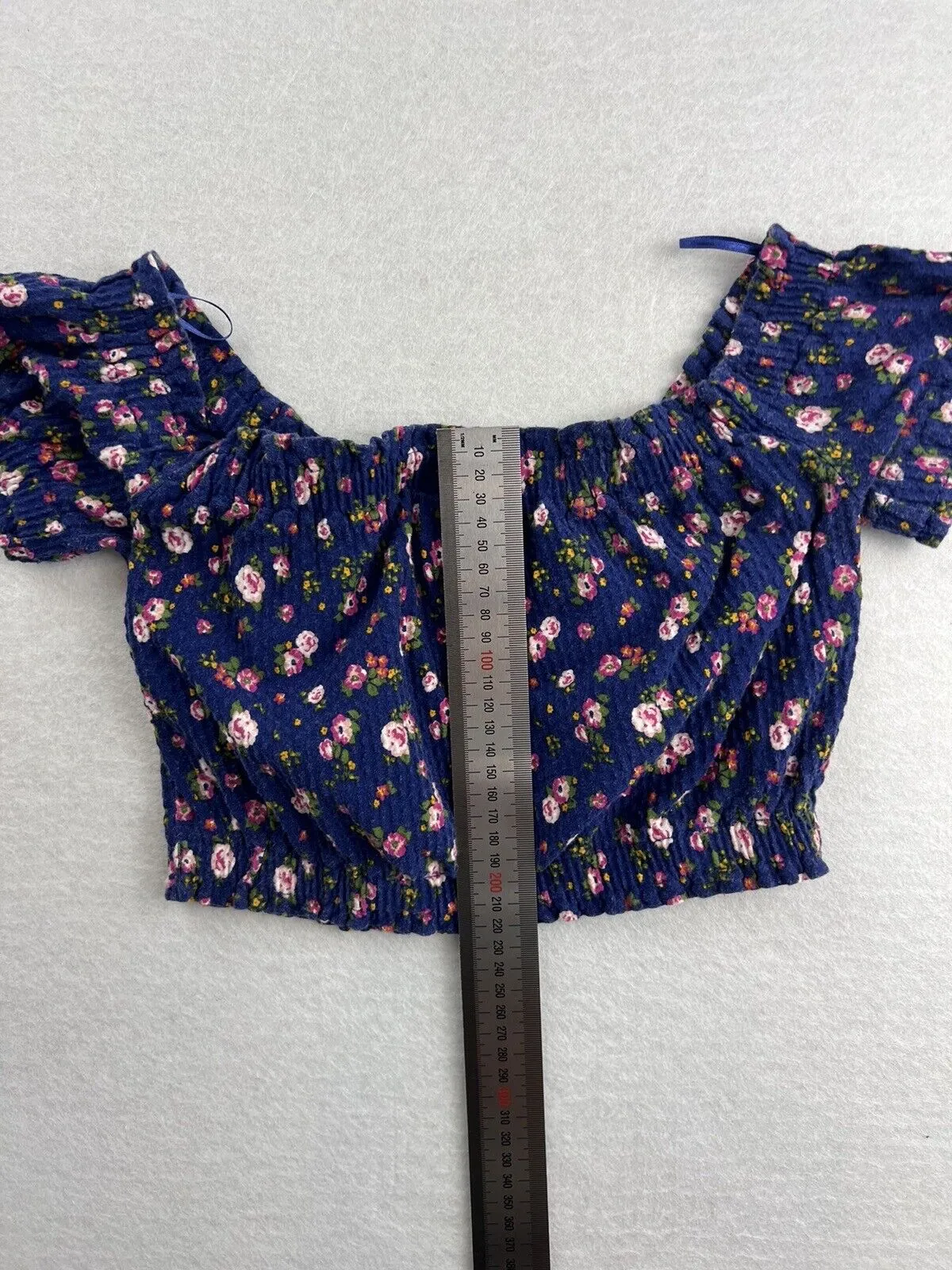 Topshop Petite Womens Blue Floral Crop Top Size UK 8