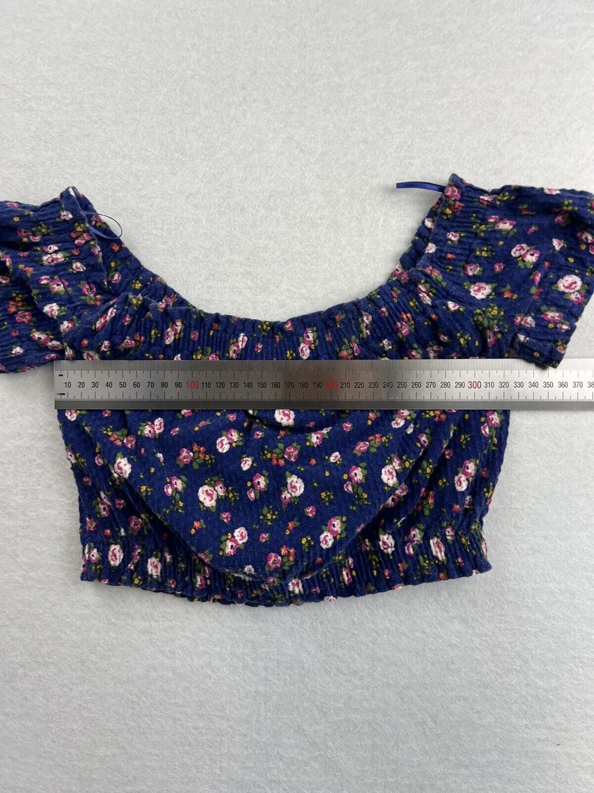 Topshop Petite Womens Blue Floral Crop Top Size UK 8