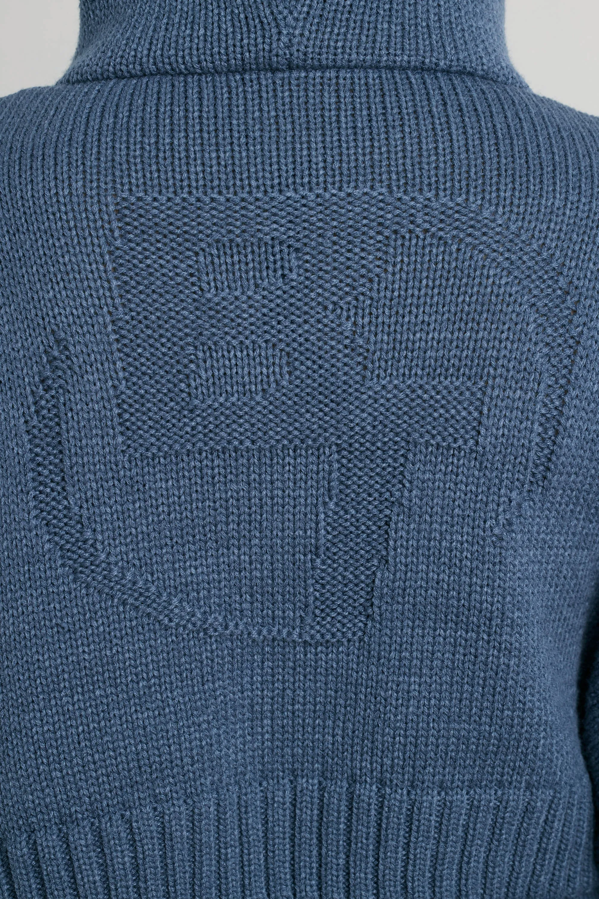 True - Cropped Zip Up Chunky Knit Hoodie in Washed Navy