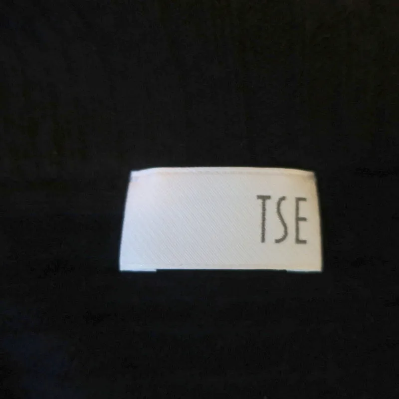 TSE Cashmere Cardigan Black Ribbed Knit Size Petite/Small Cropped Sweater