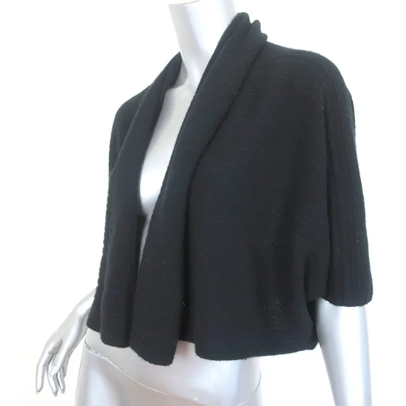 TSE Cashmere Cardigan Black Ribbed Knit Size Petite/Small Cropped Sweater