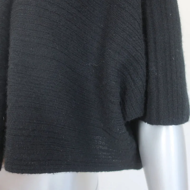 TSE Cashmere Cardigan Black Ribbed Knit Size Petite/Small Cropped Sweater