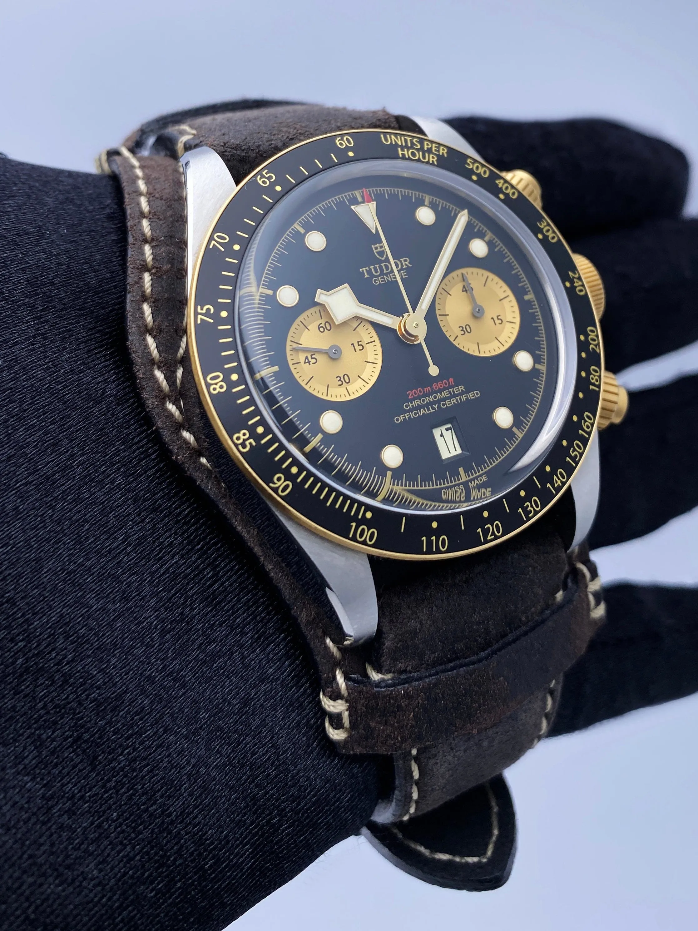 Tudor Heritage Black Bay Chronograph 79363N Mens Watch Box Papers