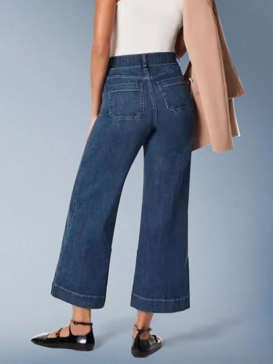 Tummy Control Cropped Wide-Leg Jeans