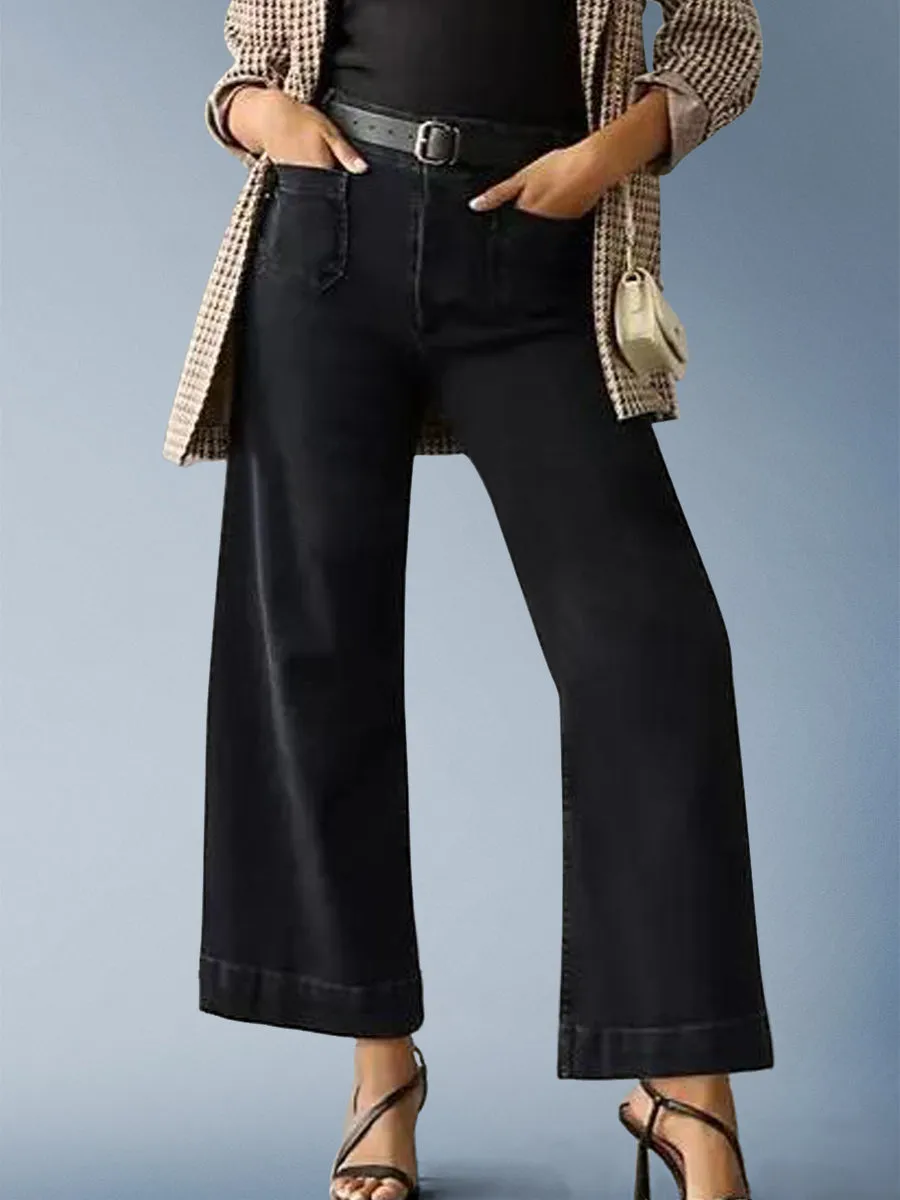 Tummy Control Cropped Wide-Leg Jeans