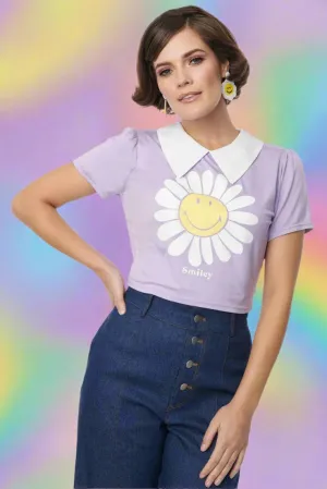 Unique Vintage x Smiley® Purple Flower Tee Top