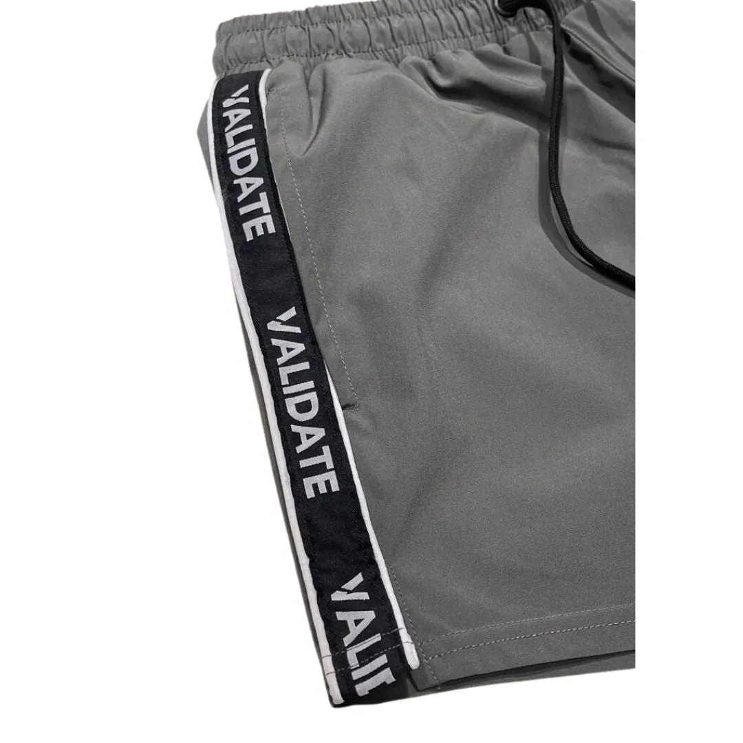 Validate Tape Detail Stretch Swim Short Charcoal