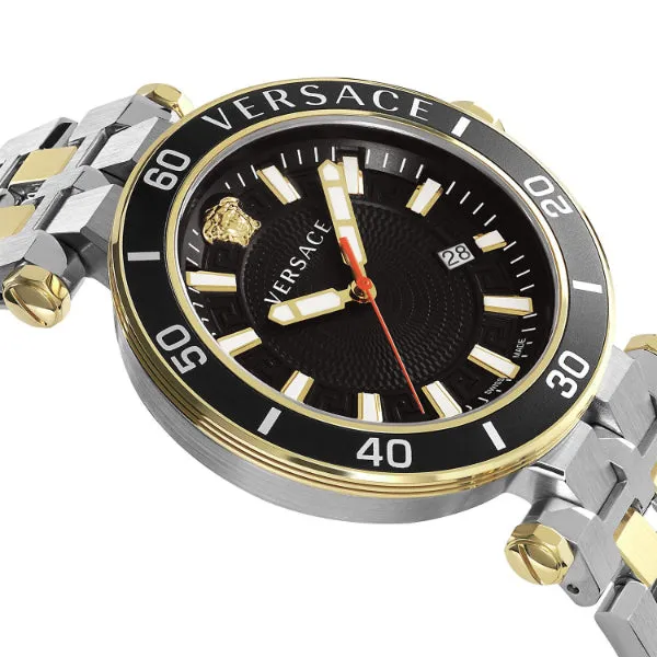 Versace Greca Sport Two-tone Stainless Steel Black Dial Quartz Watch for Gents - VEZ300821