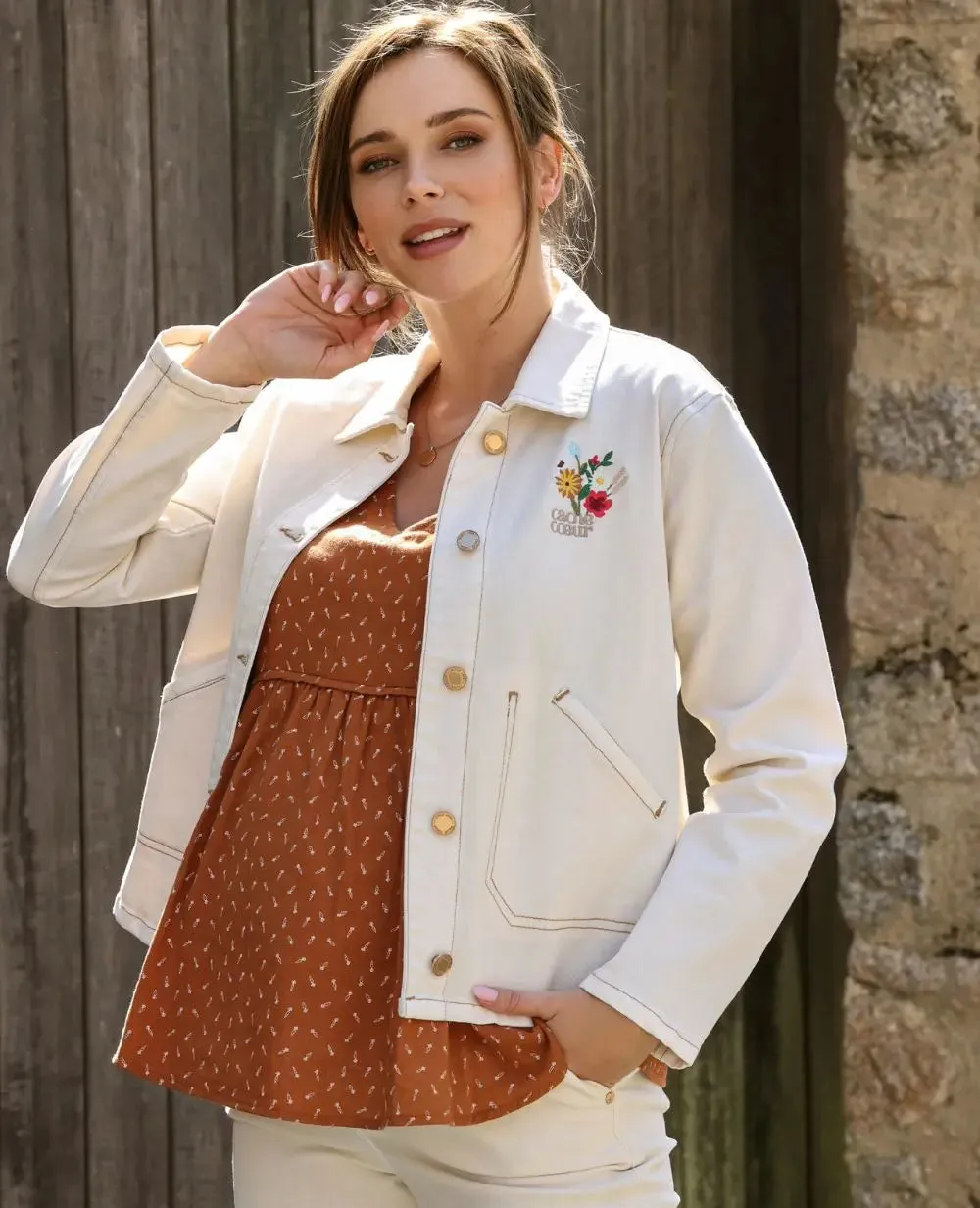 Veste Jean de maternité Romy beige