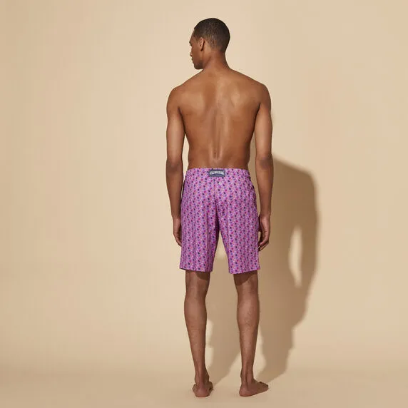 VILEBREQUIN Men Long Stretch Swim Shorts Micro Ronde Des Tortues Rainbow
