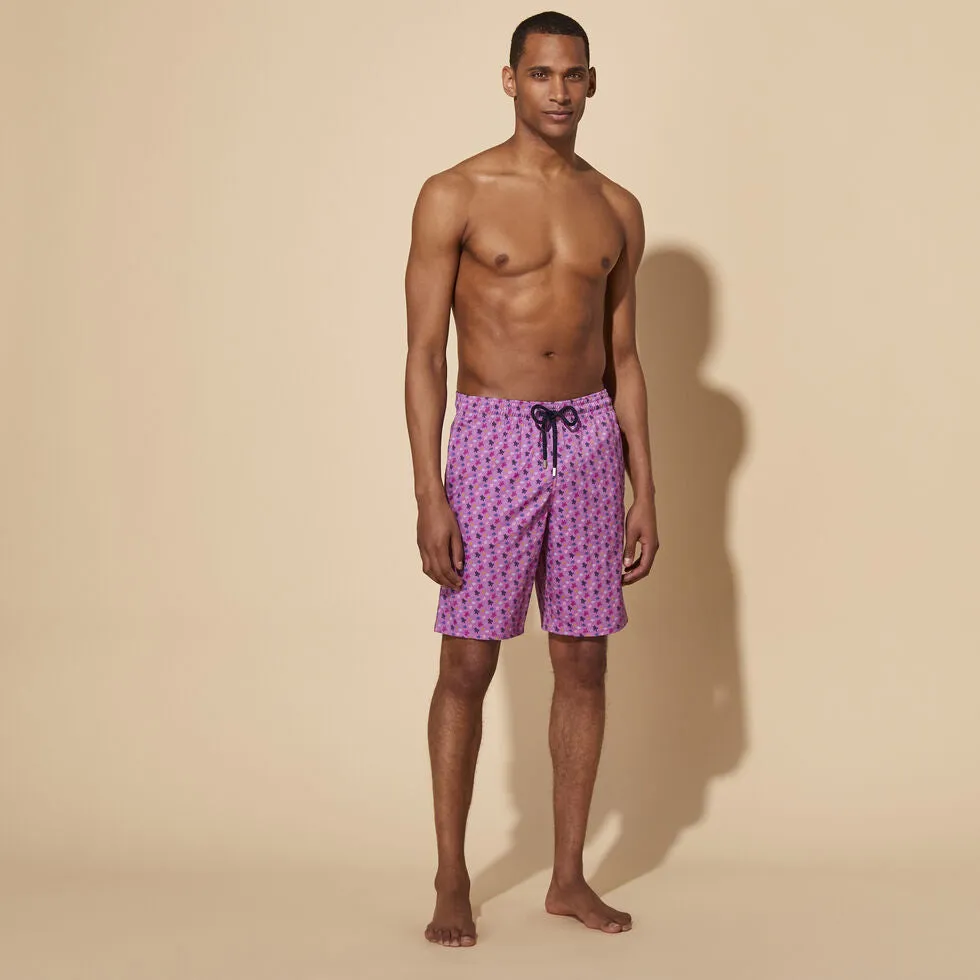 VILEBREQUIN Men Long Stretch Swim Shorts Micro Ronde Des Tortues Rainbow