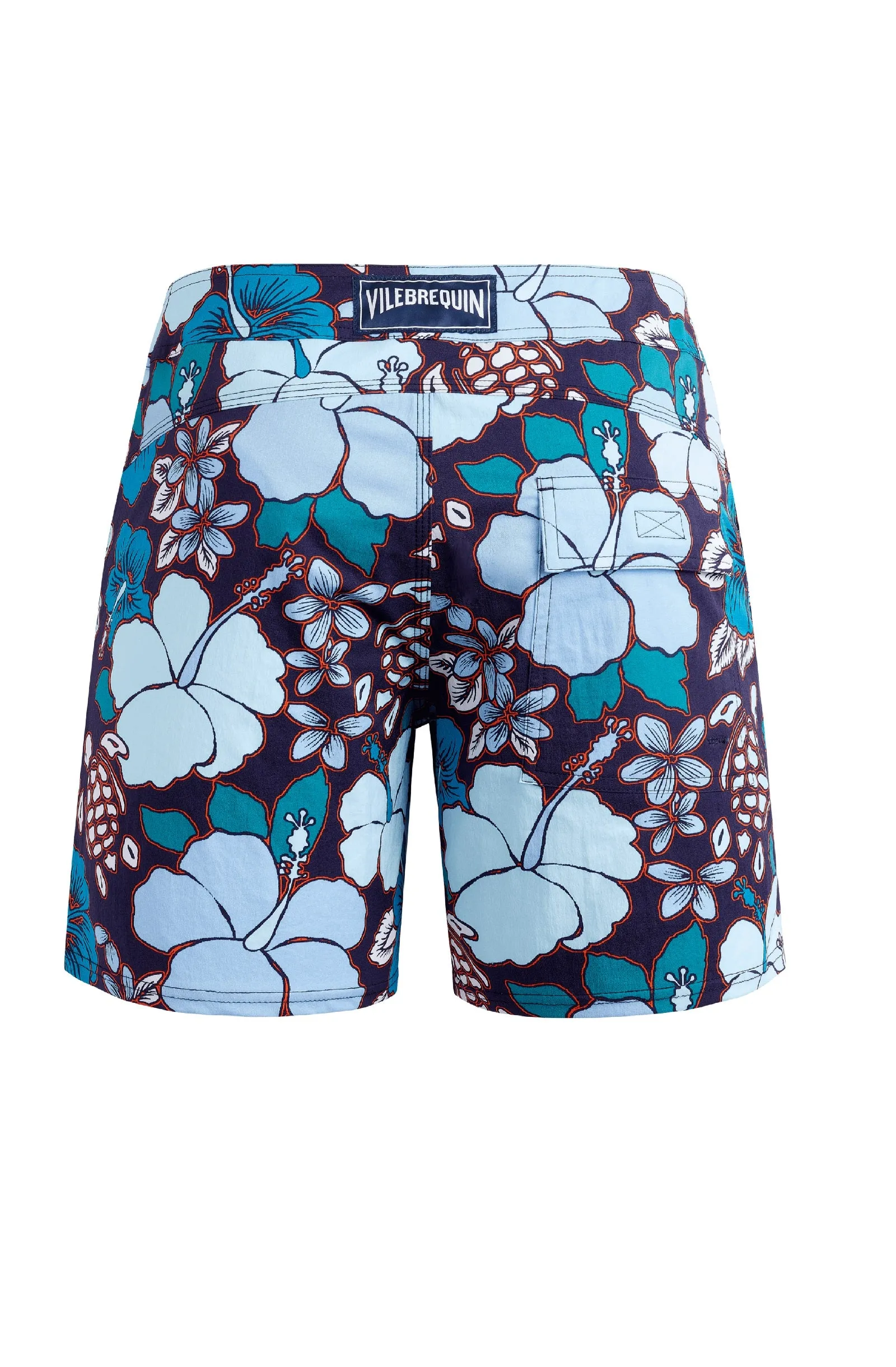 VILEBREQUIN Men Stretch Flat Belt Swim Shorts Tropical Turtles