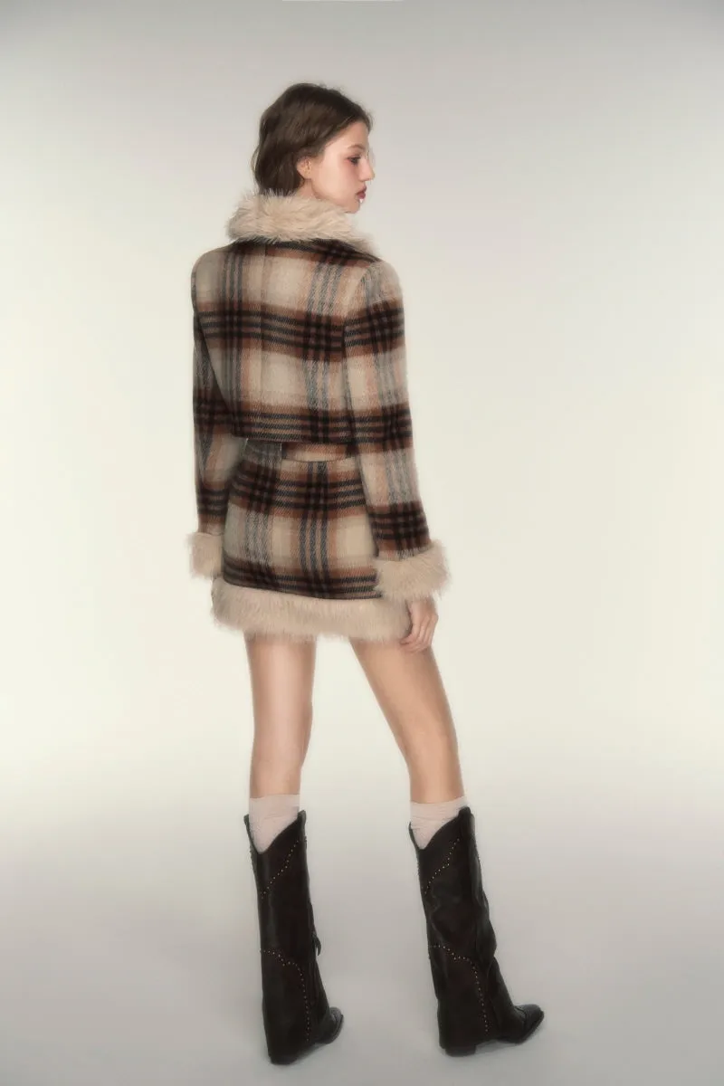 Vintage Check Wool Alpaca Coat / Skirt