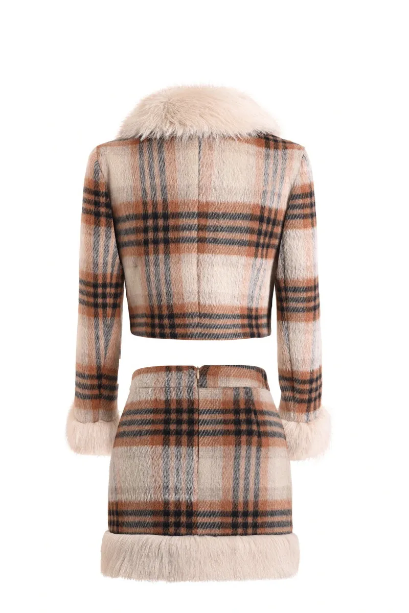 Vintage Check Wool Alpaca Coat / Skirt